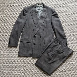 Samuelsohn 2pc Suit Double Breasted Glen Plaid Wool 42, Made in Canada